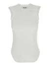 Attico Crew Neck Sleeveless Top In Soft Fabric In White