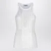 Attico Crew Neck Perforated Ribbed Sleeveless Tank Top In Brown