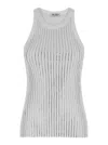 Attico Womens Pink Crystal-embellished Ribbed Cotton Tank Top In White