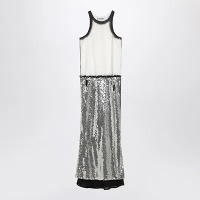 ATTICO THE ATTICO  WHITE/SILVER MIDI DRESS WITH SEQUINS
