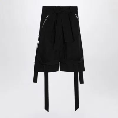 ATTICO THE ATTICO  WIDE BLACK COTTON BERMUDA SHORTS