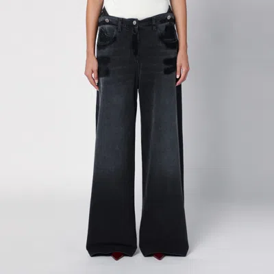 Attico Wide Black Washed Denim Jeans