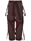 Attico Brown Pants With Side Zip Pockets And All-over Applied Bands In Cotton Blend Woman In Burgundy