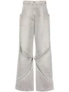 Attico Gray High-rise Wide-leg Denim Pants