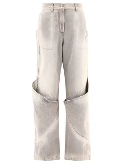 Attico The  Wide Leg Jeans In Gray