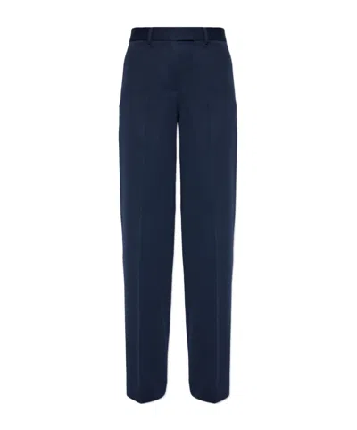 Attico Virgin-wool Palazzo Pants In Navy