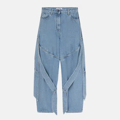ATTICO THE ATTICO  WIDE LIGHT BLUE JEANS WITH RIBBONS