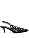 Attico The  Black Open Lattice Design Low-heeled Shoes In Black