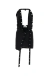 Attico Draped Halter Mini Dress With Open Back In Black