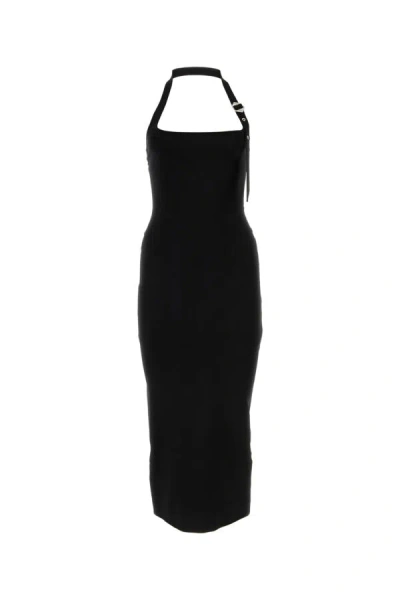 Attico Buckle-fastening Halterneck Midi Dress In Black