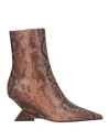 Attico The  Woman Ankle Boots Light Brown Size 6 Leather In Animal Print