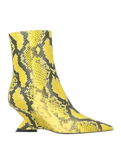 ATTICO THE ATTICO WOMAN ANKLE BOOTS YELLOW SIZE 8 LEATHER
