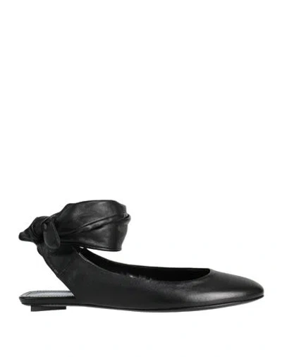 ATTICO THE ATTICO WOMAN BALLET FLATS BLACK SIZE 6.5 LEATHER