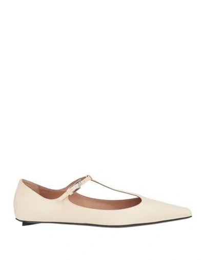Attico The  Woman Ballet Flats Ivory Size 8 Leather In Pink