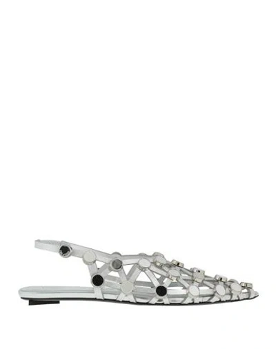 Attico The  Woman Ballet Flats Silver Size 8 Leather