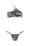 Attico One-shoulder Zebra-print Bikini Set In Multicolor