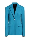 Attico Single-breasted Wool Blazer In Blue