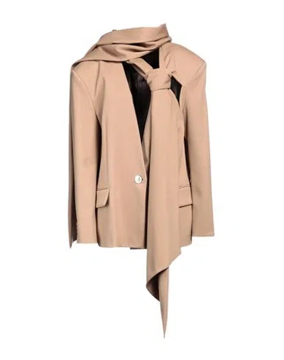 Attico The  Woman Blazer Camel Size 6 Virgin Wool, Elastane In Beige