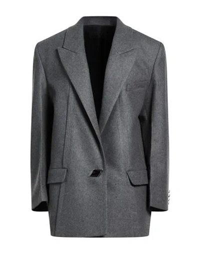 Attico The  Woman Blazer Grey Size 2 Virgin Wool, Polyamide In Gray