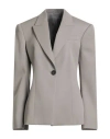 Attico Single-breasted Wool Blazer With Back Vent In Gray