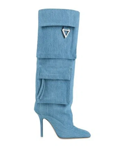 Attico The  Woman Boot Blue Size 8 Textile Fibers