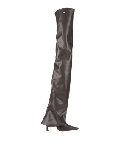 Attico The  Woman Boot Chocolate Brown Size 7 Leather In Multi