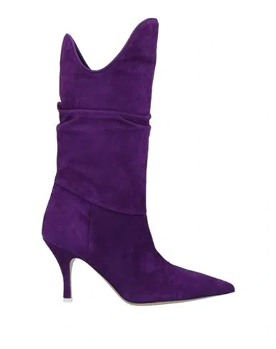 Attico The  Woman Boot Purple Size 8 Leather