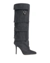 Attico Sienna Denim Knee-high Boots In Grey