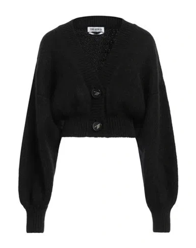Attico The  Woman Cardigan Black Size L Mohair Wool, Polyester, Wool, Viscose