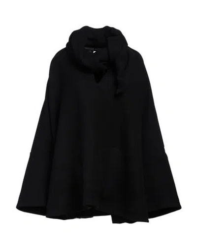 Attico The  Woman Coat Black Size 4 Virgin Wool, Polyamide