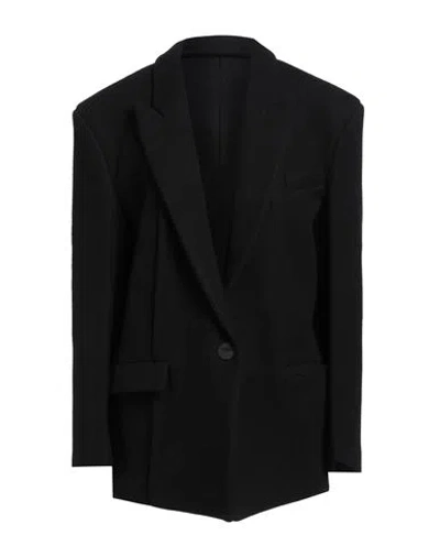 Attico The  Woman Coat Black Size 4 Virgin Wool, Polyamide