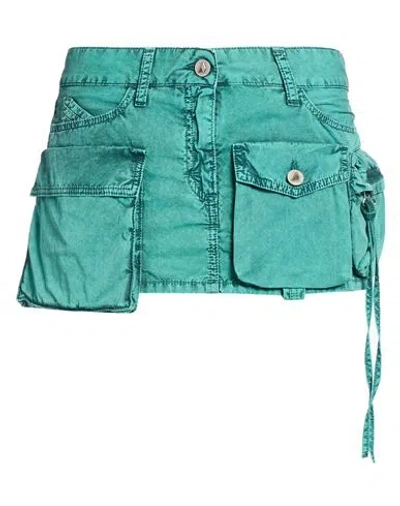 Attico The  Woman Denim Skirt Emerald Green Size 6 Cotton