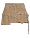 Attico Fay Denim Cargo Miniskirt In Beige