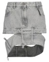 Attico Cut Denim Miniskirt In Grey