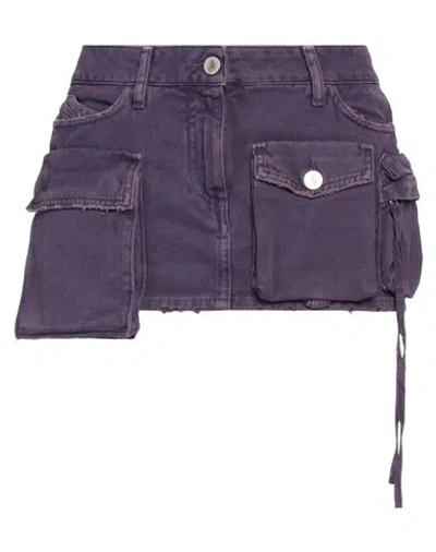 Attico The  Woman Denim Skirt Purple Size 27 Cotton In Blue