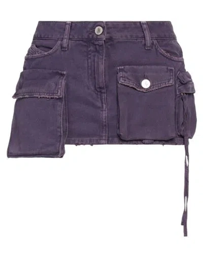 Attico The  Woman Denim Skirt Purple Size 27 Cotton In Purple