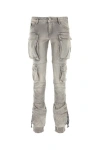 Attico 'essie' Distressed Cargo Trousers With Multiple Pockets In Gray