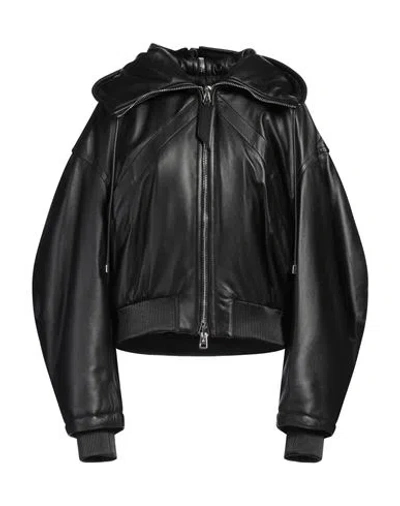 ATTICO THE ATTICO WOMAN JACKET BLACK SIZE 4 LAMBSKIN