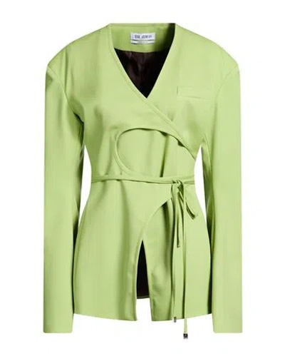 Attico The  Woman Jacket Lime Green Size 8 Virgin Wool, Elastane