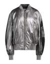Attico Oversized Silver Bomber Jacket In Silver