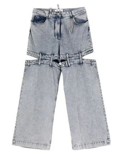 Attico The  Woman Jeans Blue Size 27 Cotton In Grey/blue