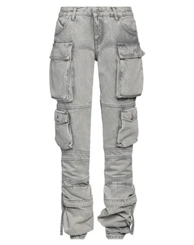 ATTICO THE ATTICO WOMAN JEANS LIGHT GREY SIZE 28 COTTON