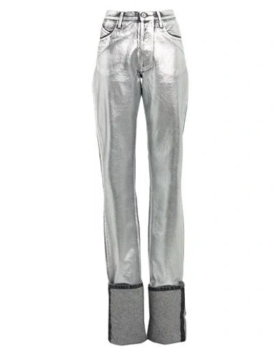 Attico The  Woman Jeans Silver Size 26 Polyester, Cotton