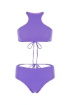 Attico Stretch Nylon High-waisted Bikini Bottoms In Purple