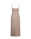 Attico Double-strap Gabardine Midi Dress In Neutral