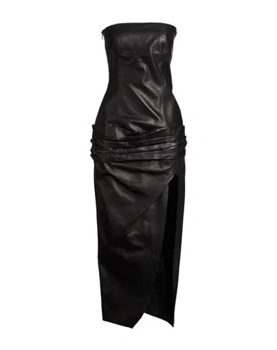 Attico The  Woman Maxi Dress Black Size 6 Lambskin