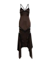 Attico The  Woman Maxi Dress Dark Brown Size 6 Silk, Polyamide, Viscose, Polyester