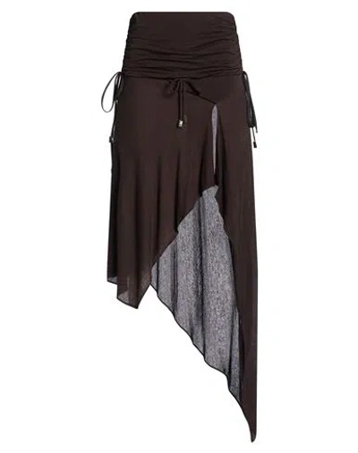Attico The  Woman Maxi Skirt Dark Brown Size 4 Modal, Cashmere, Elastane