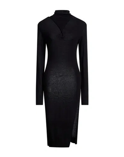 Attico The  Woman Midi Dress Black Size 4 Virgin Wool