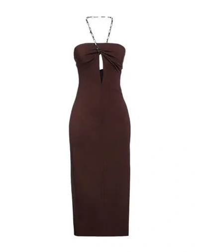Attico The  Woman Midi Dress Brown Size 6 Rayon, Polyamide, Elastane In Burgundy